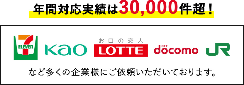 年間対応実績は30,000件超！